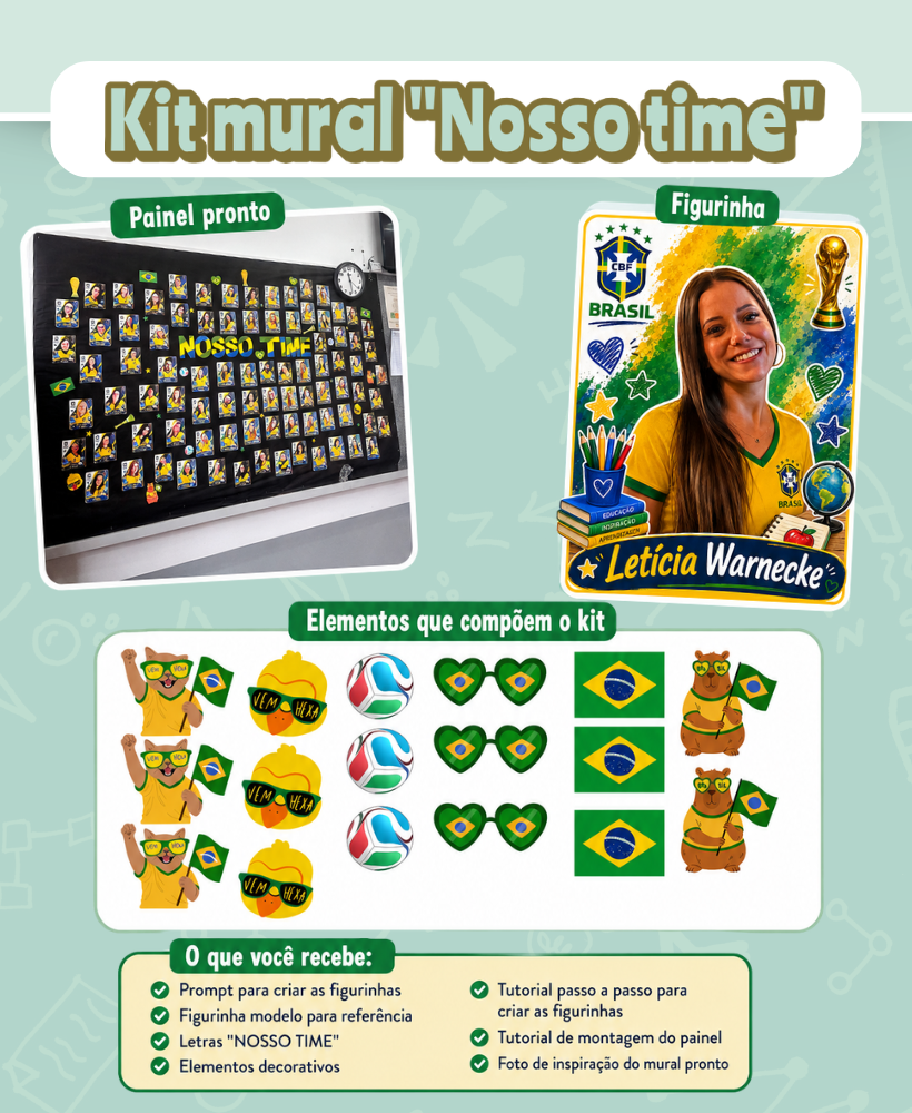 Mural "Nosso Time" – Figurinhas da Copa do Mundo 🇧🇷