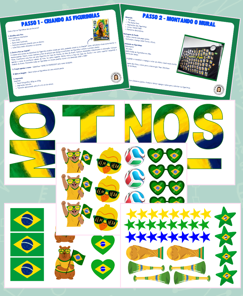 Mural "Nosso Time" – Figurinhas da Copa do Mundo 🇧🇷 - Imagem 2